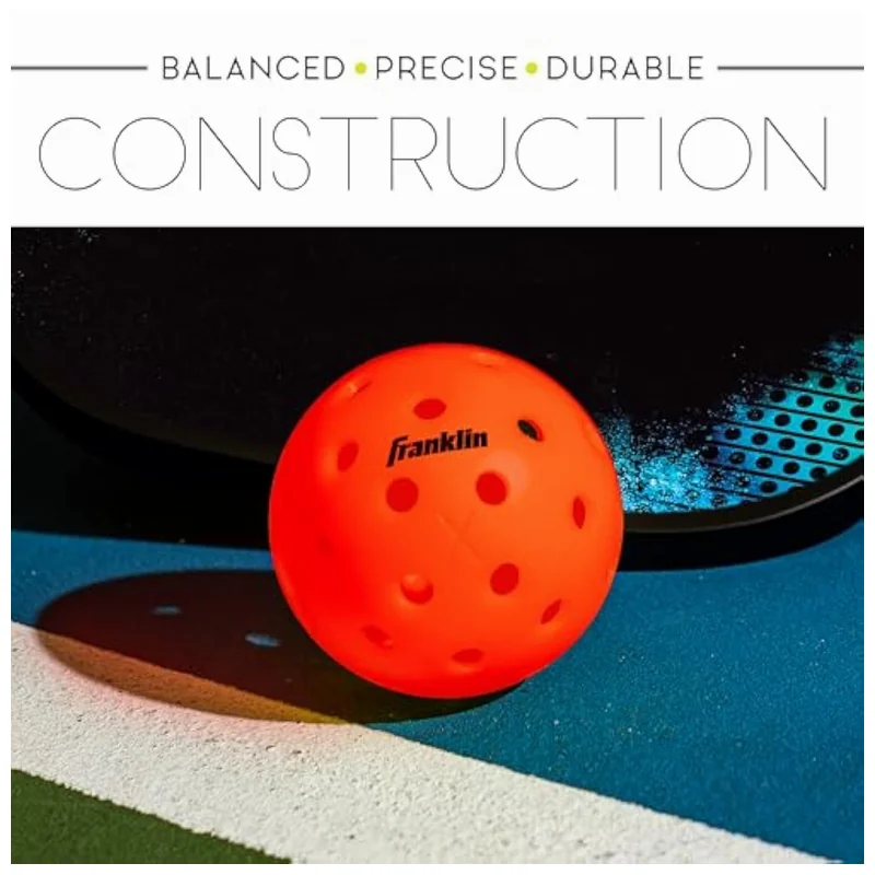 X-40 pickleball close-up showing 40 precision-drilled holes